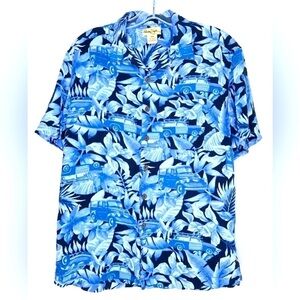 Panama Jack Blue Hawaiian Woodycar Graphic Button Down Short Sleeve Men’s Medium